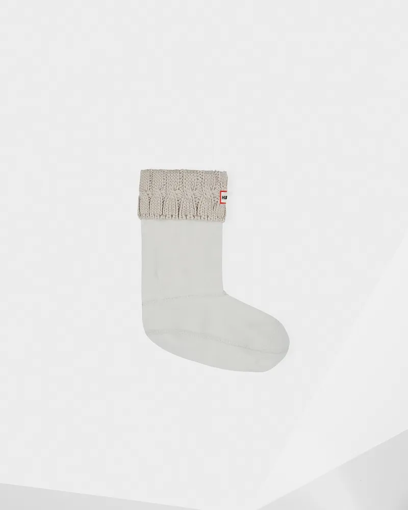 Hunter Cable Knitted Cuff Short Boot Sock in Greige-1